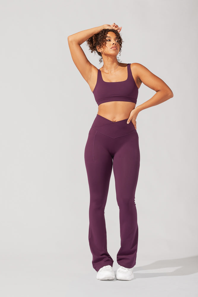 Crisscross Hourglass® Flared Leggings with Pockets - Winter Plum