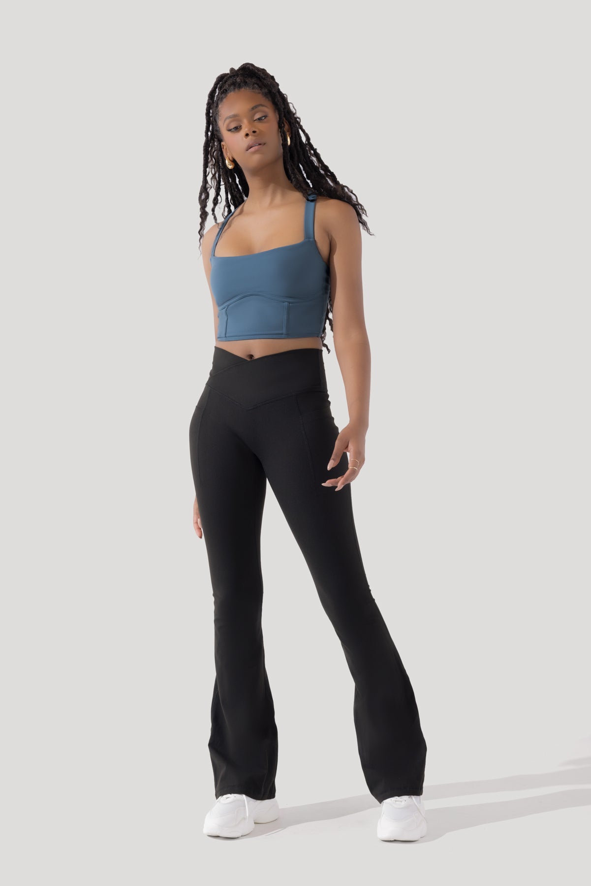 Crisscross Hourglass® Flared Leggings with Pockets - Black